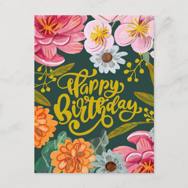 Fleur folklorique Carte de voeux Anniversaire (Devant)