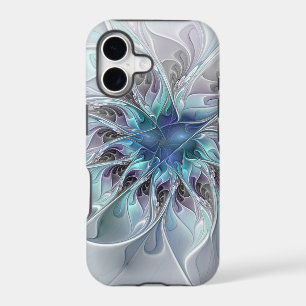 Fleur fractale moderne abstraite avec du bleu