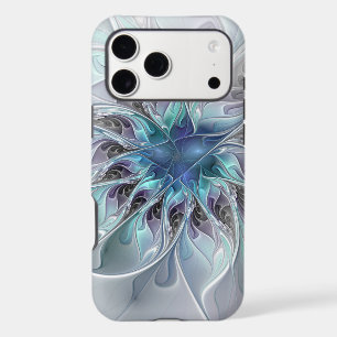 Fleur fractale moderne abstraite avec du bleu