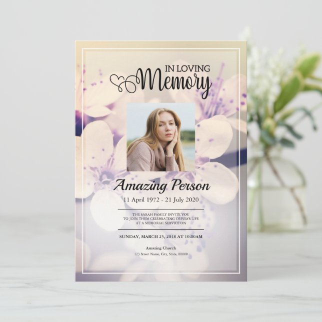 Fleur Funérailles ordre de service Invitation (Debout devant)