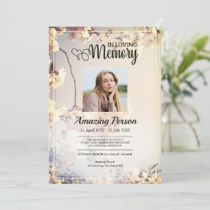 Fleur Funérailles ordre de service Invitation