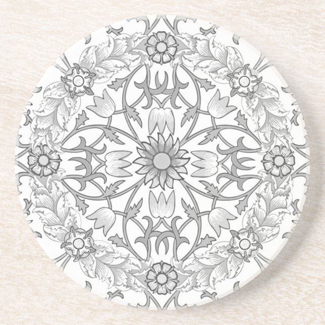 Fleur grise Wreath Pays Dessous de verre de grès (Devant)
