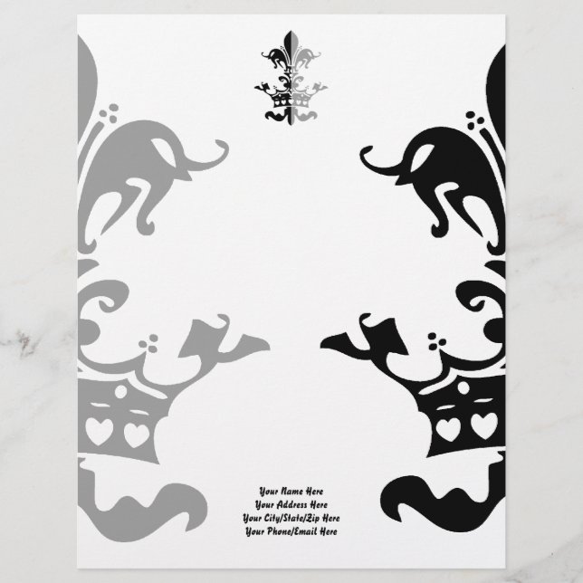 Fleur Heart Crown - Black Letterhead (Front)