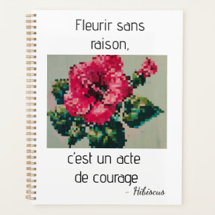 Fleur hibiscus en pixel art planner
