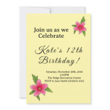 Fleur Hibiscus rose Invitation Anniversaire
