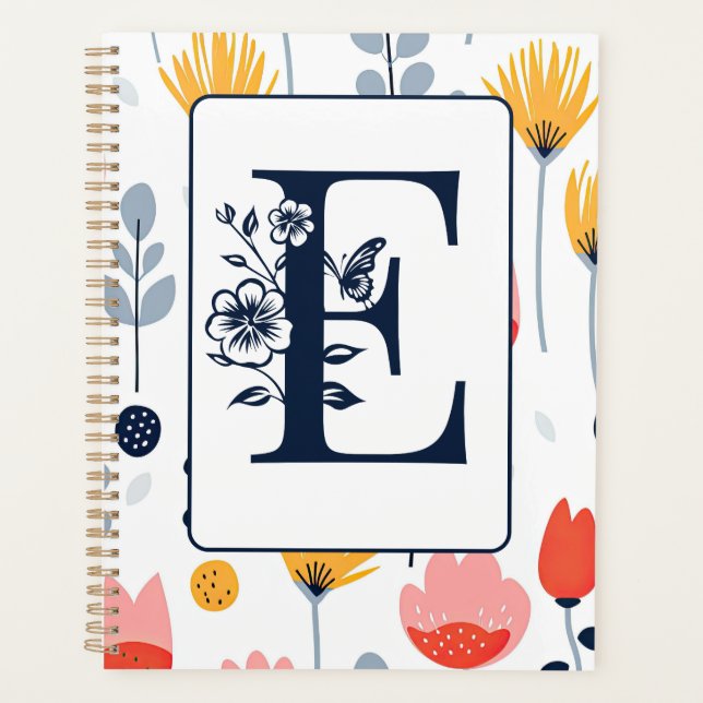 Fleur imprimée monogramme initiales nom minimalist (Devant)