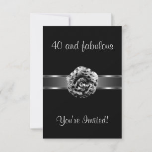 Fleur Invitation Black Grey Fabulous 40e