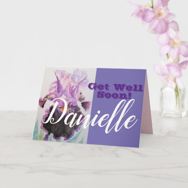 Fleur Iris Violet Se Bien Bientôt Femme Carte Nom (Orchidée)