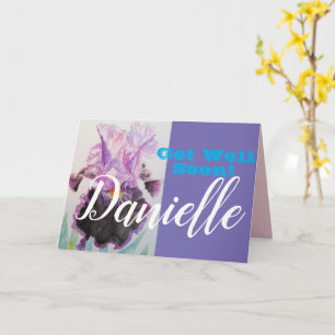 Fleur Iris Violet Se Bien Bientôt Femme Carte Nom