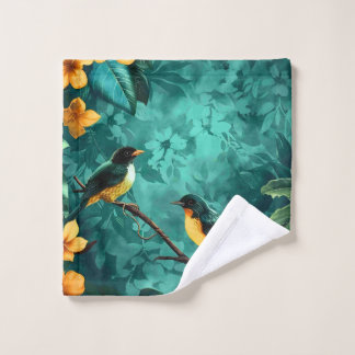 Fleur jaune et oiseau motif vintage forêt