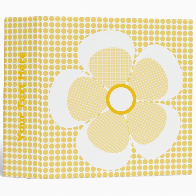 Fleur Jaune Mignonne Plaid Sur Des Classeurs Polka (Devant/Côté)