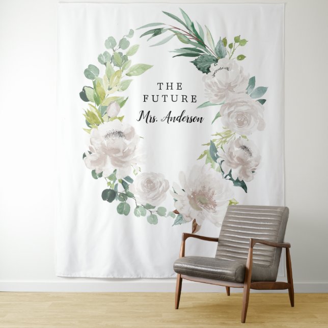 Fleur Jolie Pretty Floral Bridal Backdrop Tapestry (In Situ)