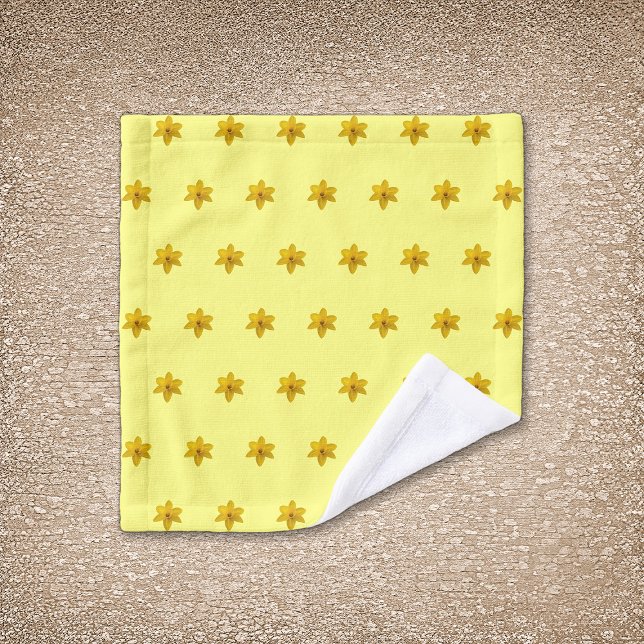 Fleur jonquille jaune Motif sans couture sur (Yellow Daffodil flower seamless pattern on wash cloth)