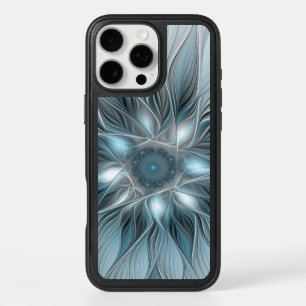 Fleur Joyeuse Abstrait gris bleu floral Fractal