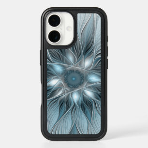 Fleur Joyeuse Abstrait gris bleu floral Fractal