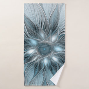 Fleur Joyeuse Abstrait gris bleu floral Fractal