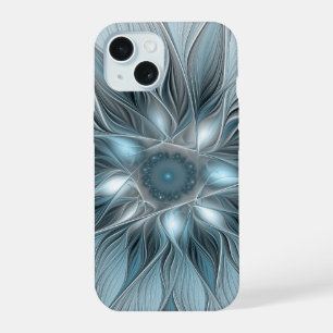 Fleur Joyeuse Abstrait gris bleu floral Fractal