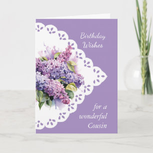 Fleur Lilac Bouquet Cousin Carte Anniversaire