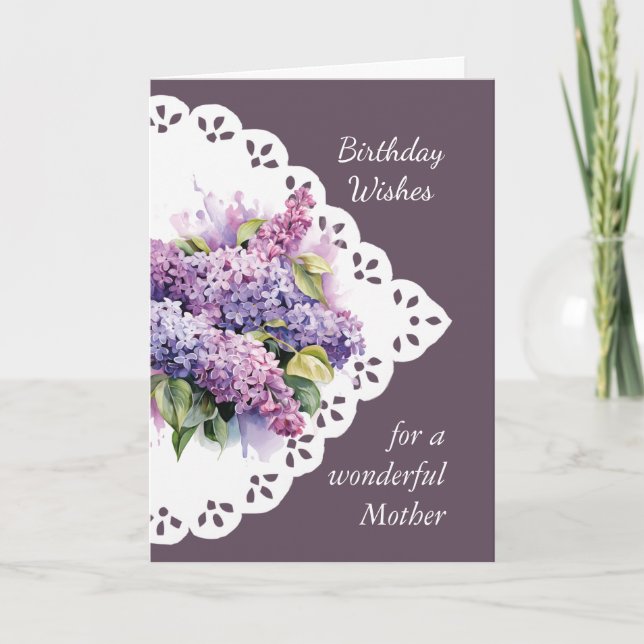 Fleur Lilac Bouquet Mère Carte d'anniversaire (Devant)