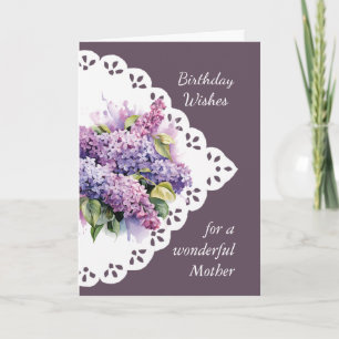 Fleur Lilac Bouquet Mère Carte d'anniversaire