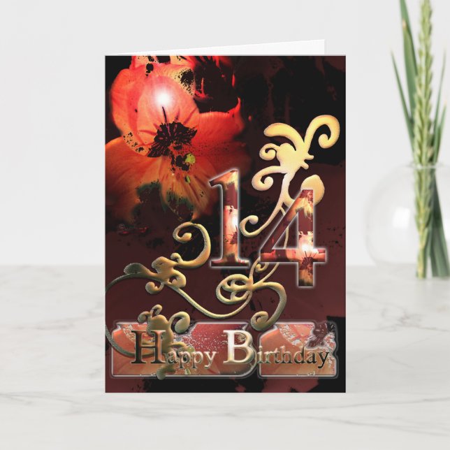 Fleur Lily Dream Bonne Carte de fête du 14e annive (Devant)