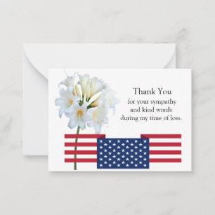 Fleur Lily Sur Le Carte de remerciements Drapeau