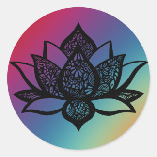 Fleur Lotus avec Sticker rond Arrière - plan color