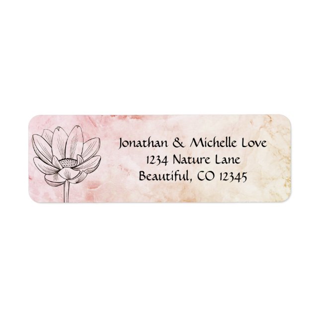 Fleur Lotus simple | Adresse Bkg en marbre rose (Devant)