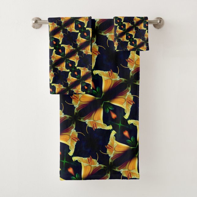 Fleur Lys Jaune intense Motif d'art Abstrait (En situation)