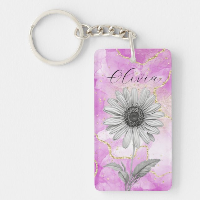 Fleur marguerite rose personnalisée (Devant)