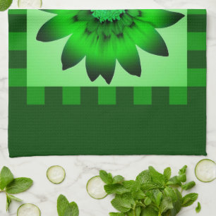 Fleur marguerite verte #2 Serviette de cuisine