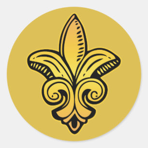 Fleur Medieval - Gold Classic Round Sticker