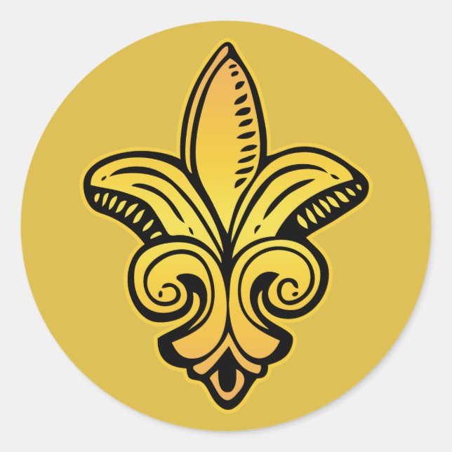 Fleur Medieval - Gold Classic Round Sticker (Front)