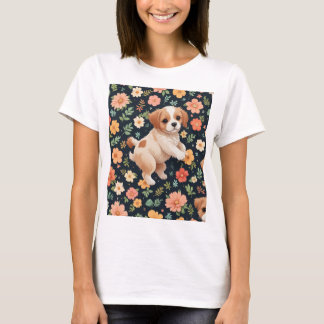 fleur mignon chien debout Femmes T-shirts