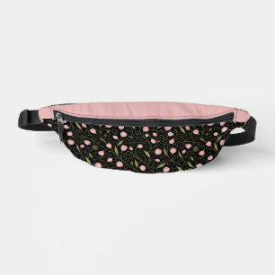 Fleur mignonne, rose sur noir avec motif répétitif