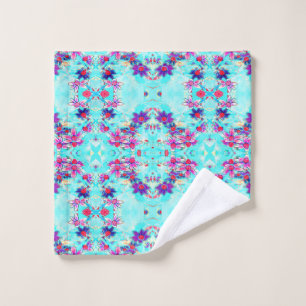 Fleur mignonne violette Motif sur Aqua Blue