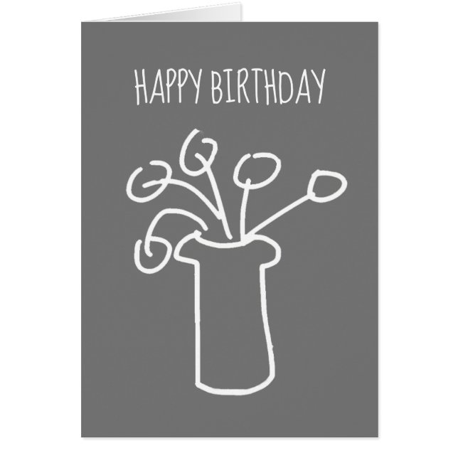 Fleur moderne simple blanc sur gris (Devant)