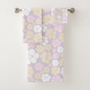 Fleur Motif - Pastel rose, jaune et violet