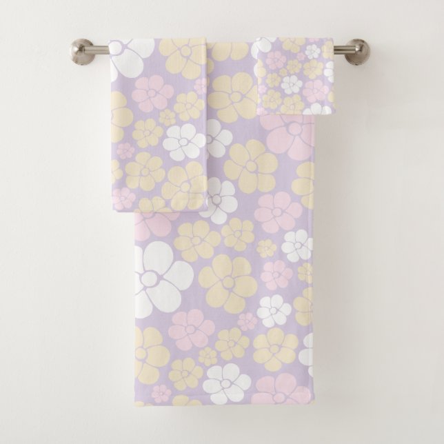 Fleur Motif - Pastel rose, jaune et violet (En situation)
