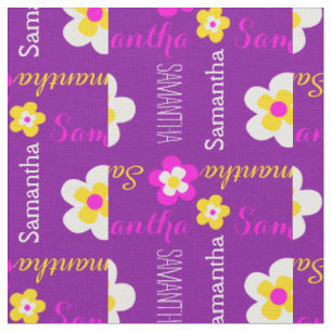 Fleur nom personnalisé texte tissu rose violet