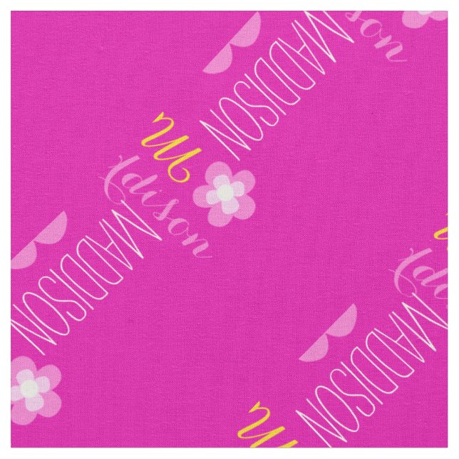 Fleur nom personnalisé tissu typographique jaune r (Fermer)