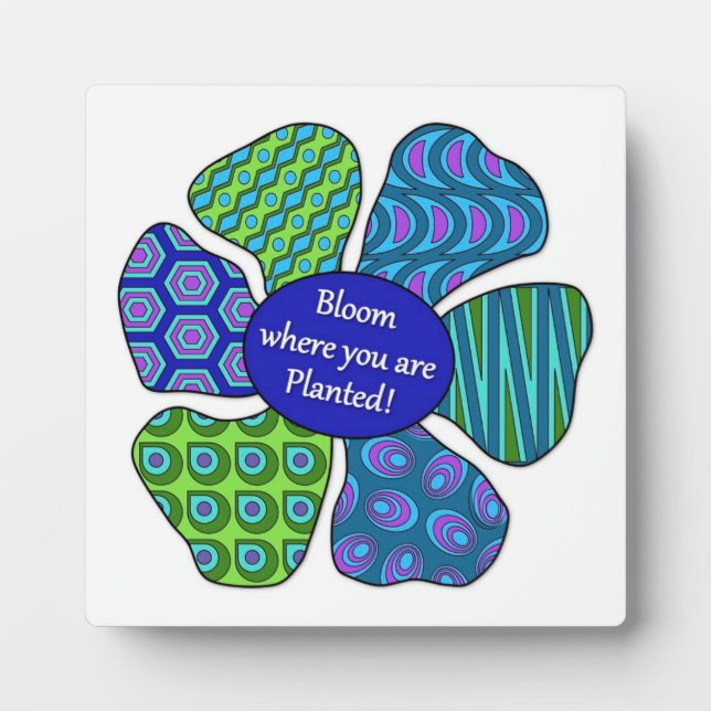 "Fleur où vous êtes planté" en Plaque bleue/verte (Devant)