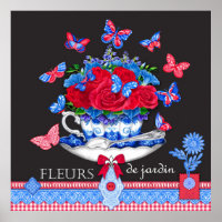 Fleur Porcelain Cup and Flowers Poster
