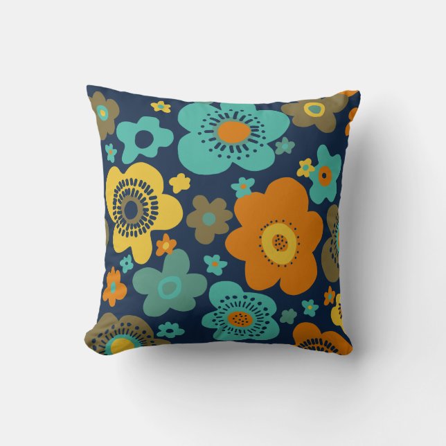 fleur rétro des années 60 les années 70 coussin mo (Recto)