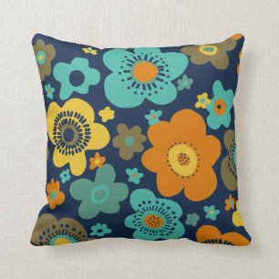 fleur rétro des années 60 les années 70 coussin mo