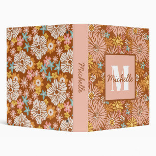Fleur rétro été Classeur à anneaux Monogramme 3