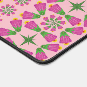 Fleur rétro Mandalas Pink Desk Mat