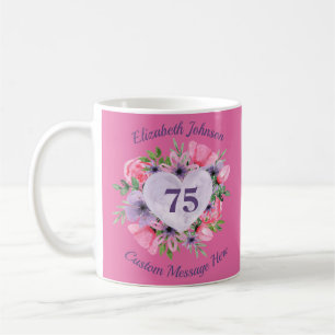 Fleur rose 75e anniversaire Mug pour femmes