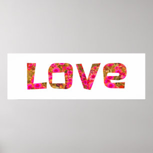 fleur rose amour typographie poster art mur