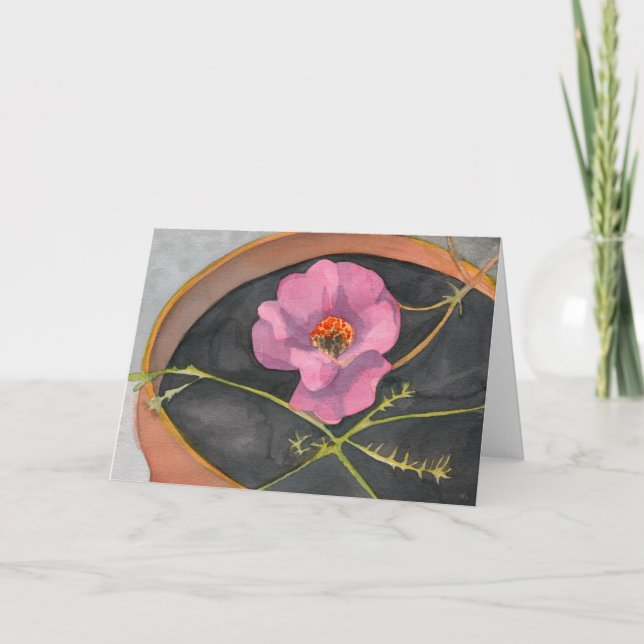 Fleur rose dans la carte de voeux Terra Cotta (Devant)
